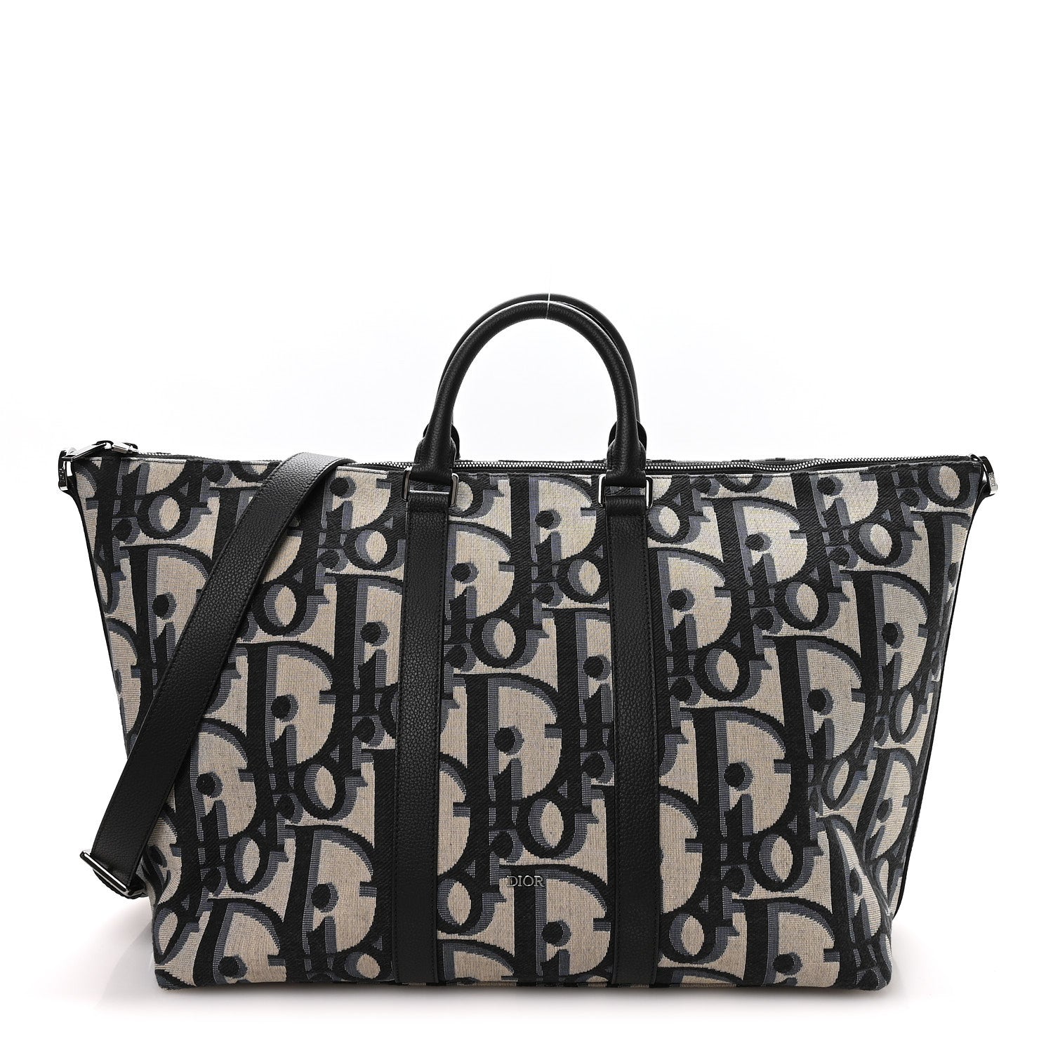 Christian Dior Maxi Oblique Jacquard Weekender 40 Beige Black 1 of 9
