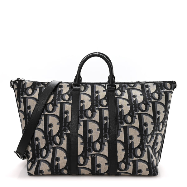 Christian Dior Maxi Oblique Jacquard Weekender 40 Beige Black