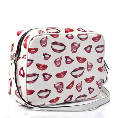 Saint Laurent Grain De Poudre Lips Print Medium Classic Monogram Camera Bag White Red 3 of 11