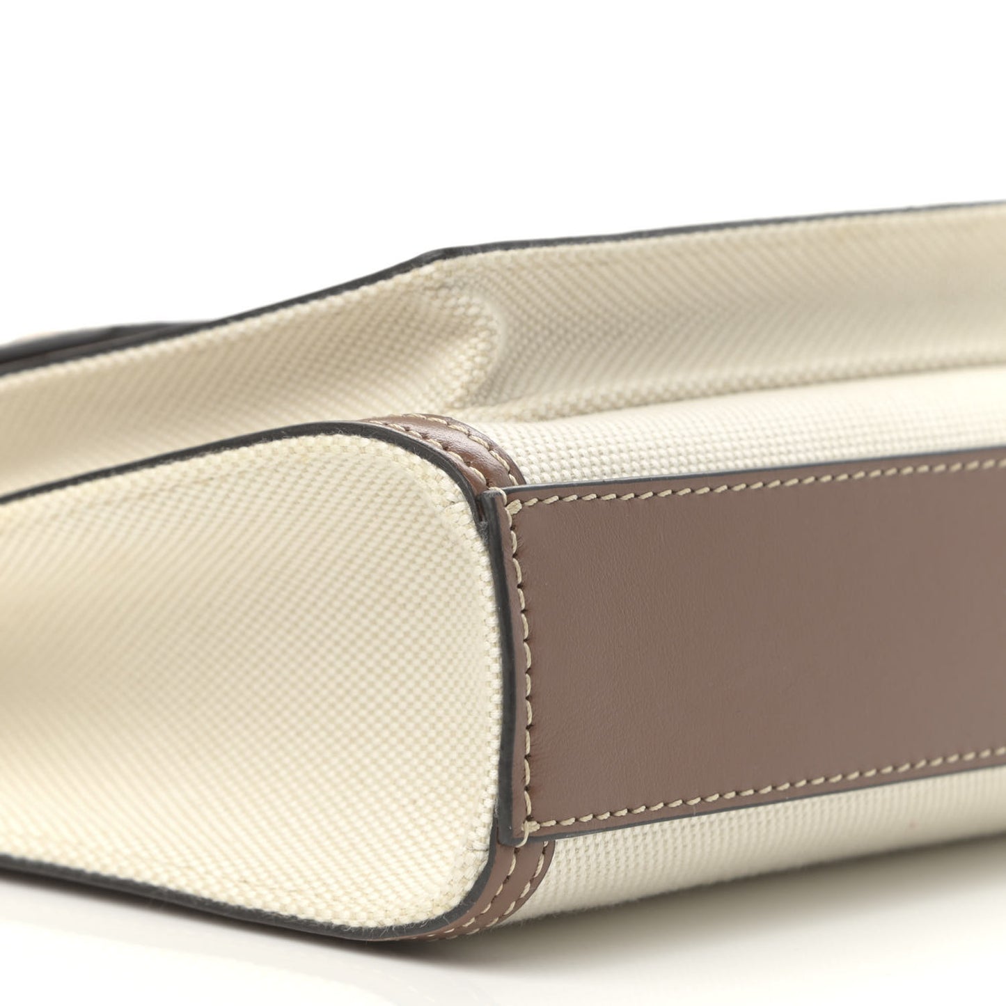 Canvas Smooth Calfskin Two Tone Mini Pocket Bag Natural Malt Brown