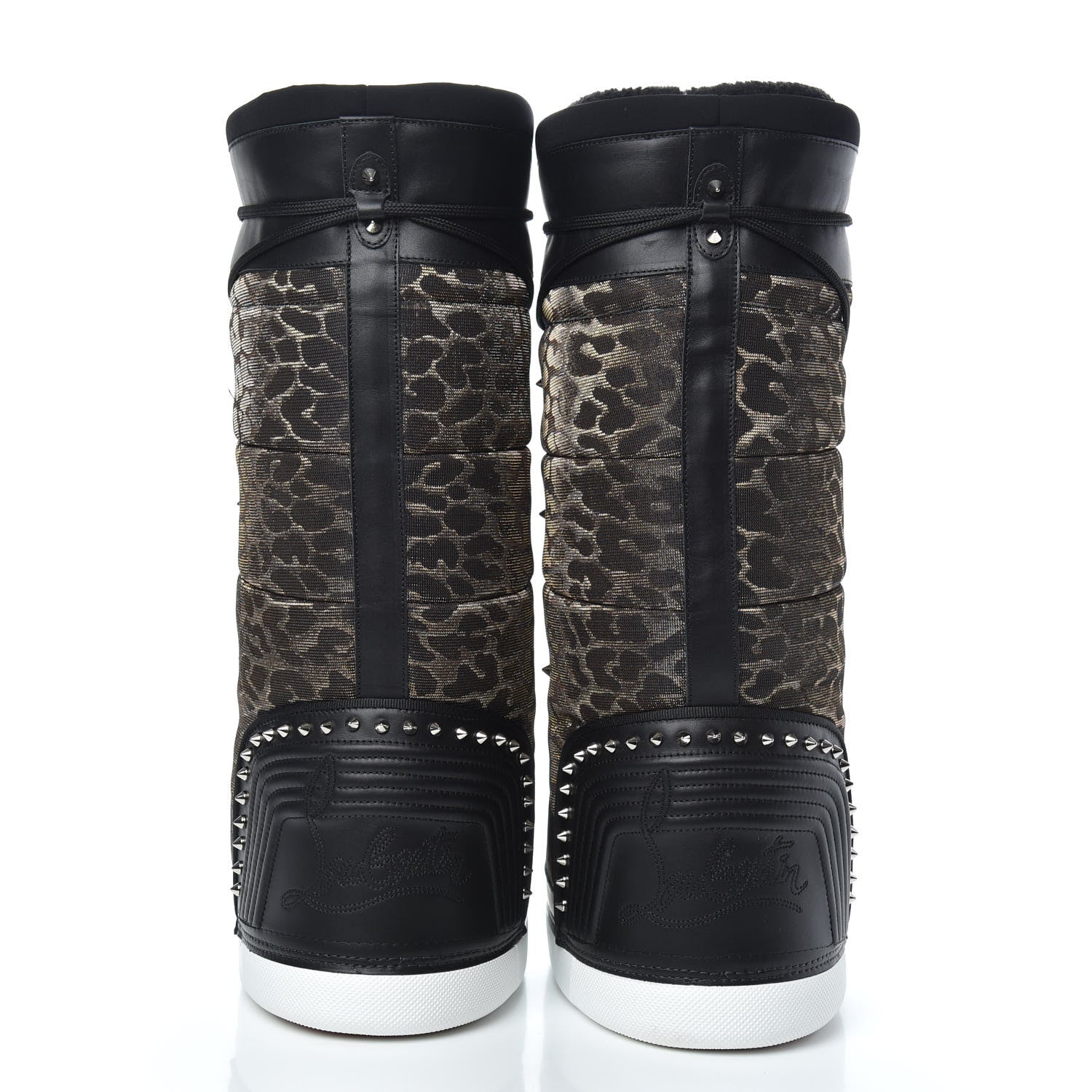 Christian Louboutin Calfskin Lurex Leopard After Snow Mens Flat Boots 43 Black 5 of 9