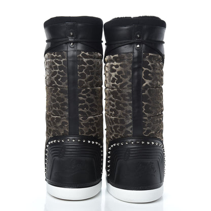 Christian Louboutin Calfskin Lurex Leopard After Snow Mens Flat Boots 43 Black 5 of 9