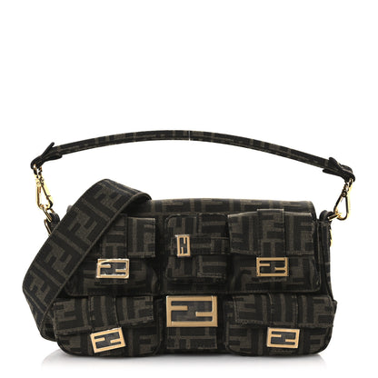 Fendi Fabric Jacquard FF 1974 Multipocket Baguette Tobacco Moro 1 of 14