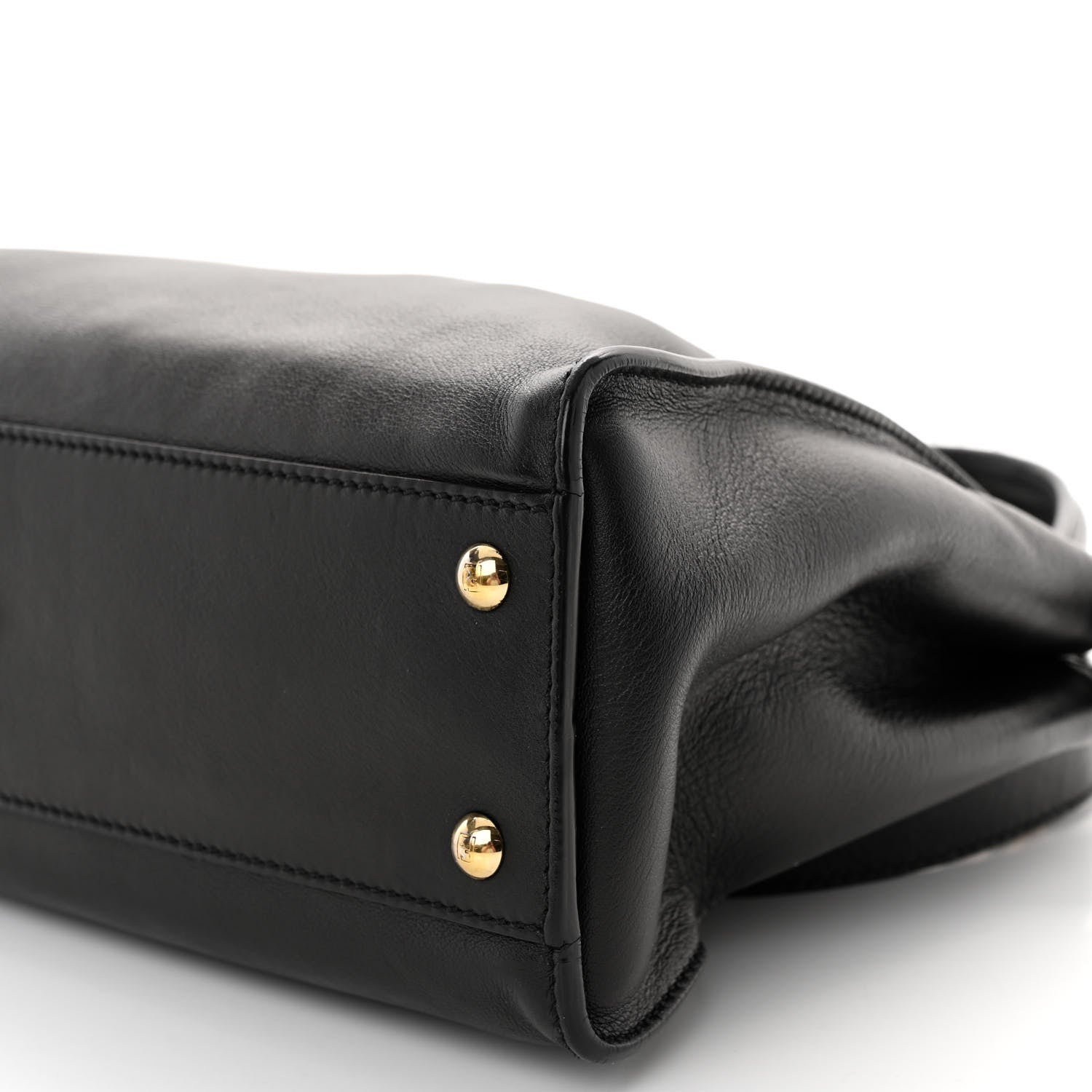 Fendi Vitello Seta Shiny Nappa Medium Peekaboo Iconic Satchel Black 10 of 11