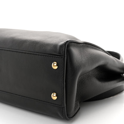 Fendi Vitello Seta Shiny Nappa Medium Peekaboo Iconic Satchel Black 10 of 11