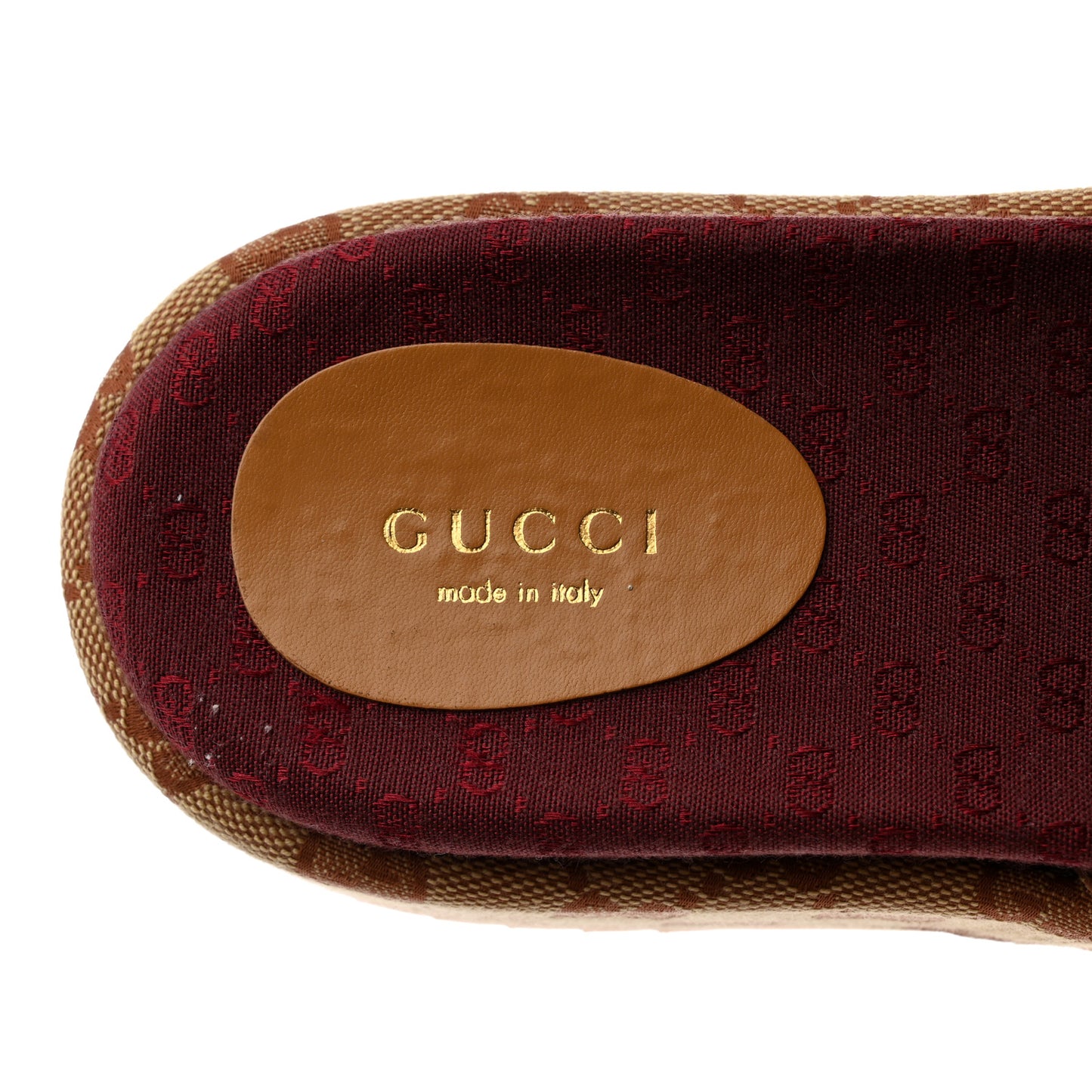 Canvas GG Monogram Angelina Platform Slide Sandals 37.5 Beige Ruggine