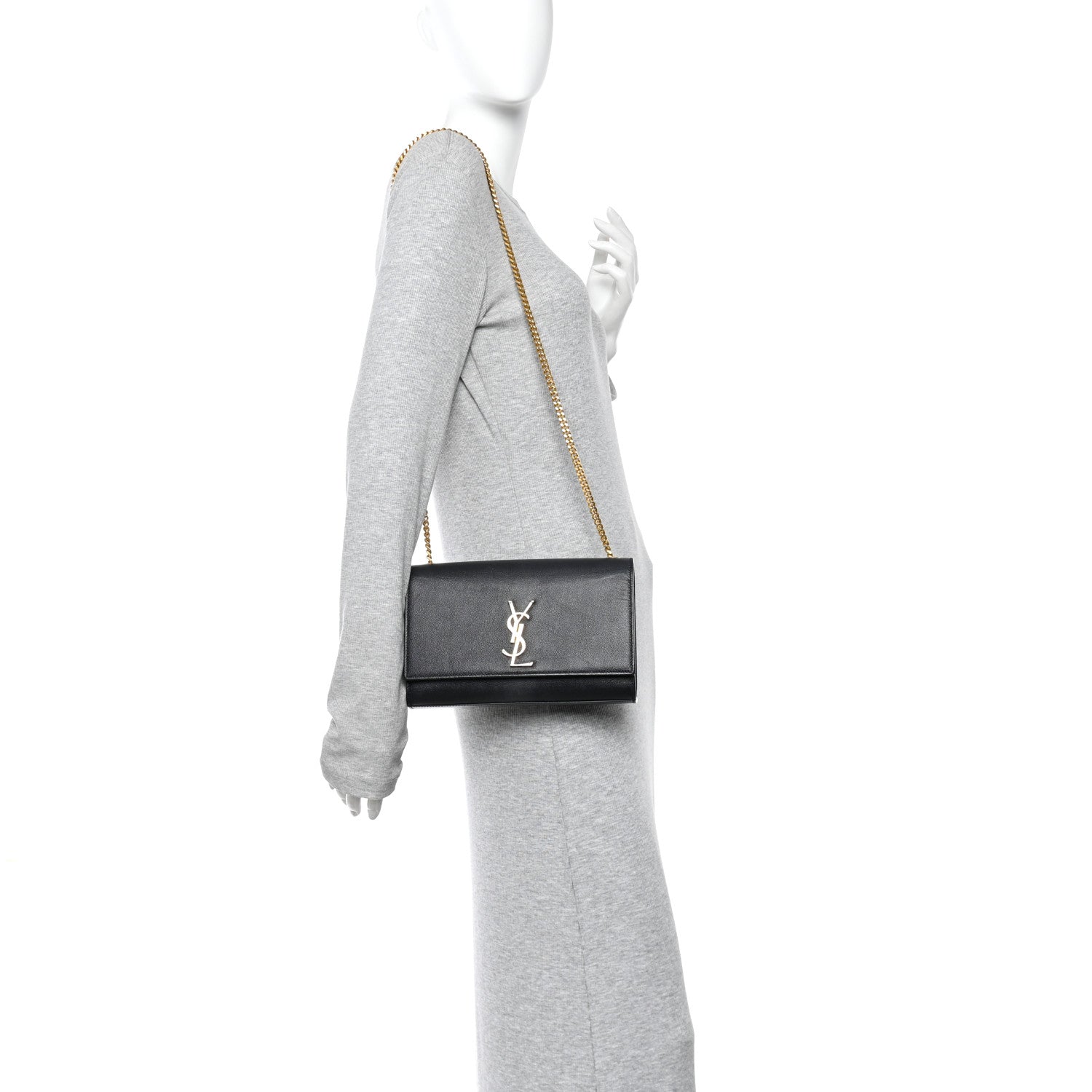 Saint Laurent Grain De Poudre Medium Classic Monogram Kate Satchel Black 2 of 10