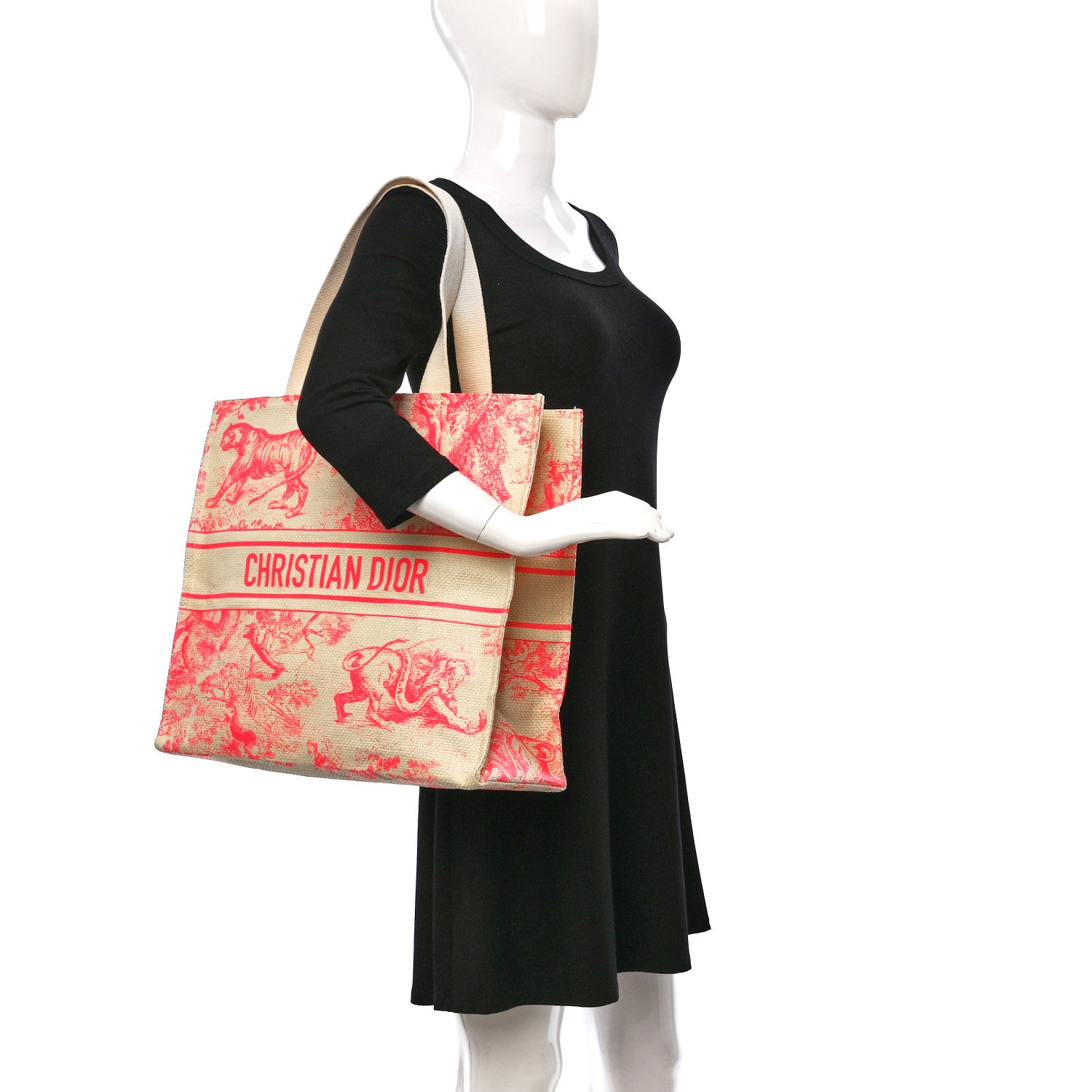 Christian Dior Straw Dioriviera Tote Pink 2 of 7