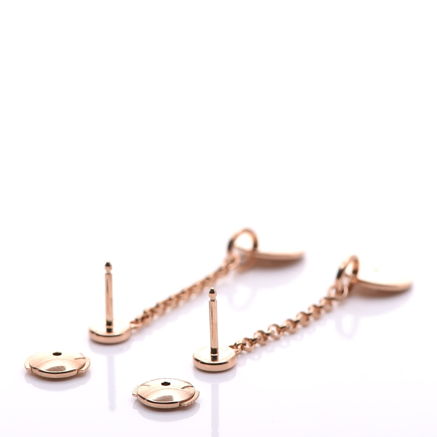 Hermes 18K Rose Gold Diamond Gambade Clou de Selle Earrings 3 of 7