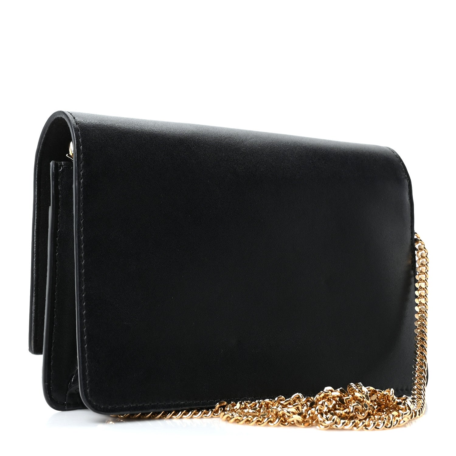 Fendi Vitello Liberty Lucido Metal Monster Eyes Tube Wallet on Chain Black 3 of 10