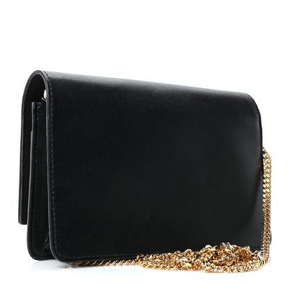 Fendi Vitello Liberty Lucido Metal Monster Eyes Tube Wallet on Chain Black 3 of 10