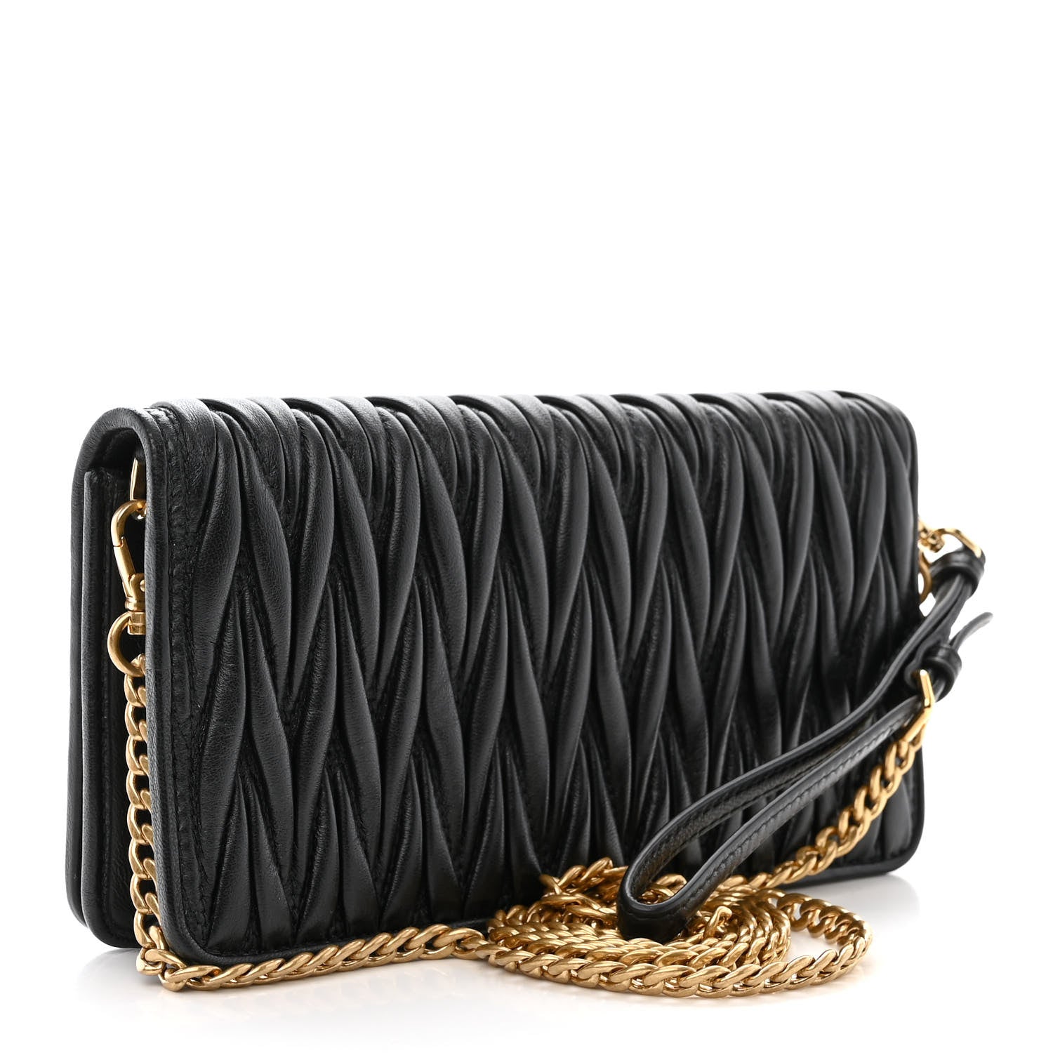 Miu Miu Nappa Matelasse Wallet On Chain Black 3 of 12