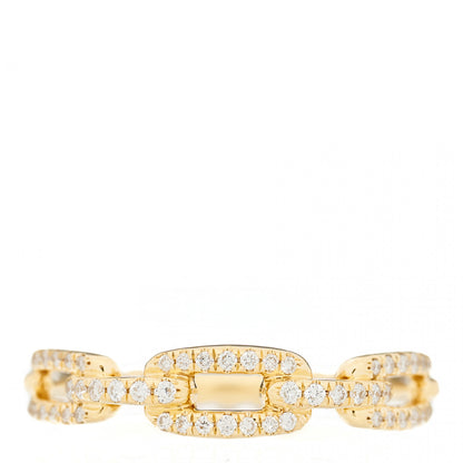 David Yurman 18K Yellow Gold Diamond 4.5mm Stax Single Row Chain Link Ring 57 8 1 of 4