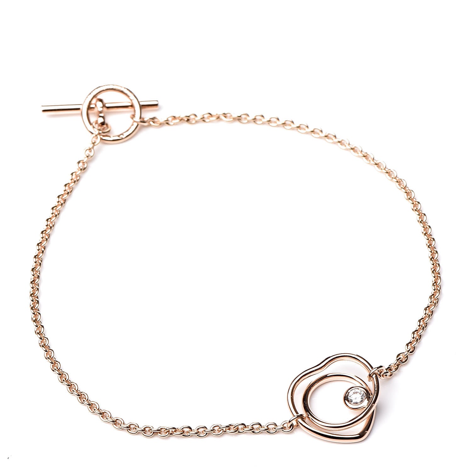 Hermes 18K Rose Gold Diamond TPM Vertige Coeur Bracelet LG 1 of 4