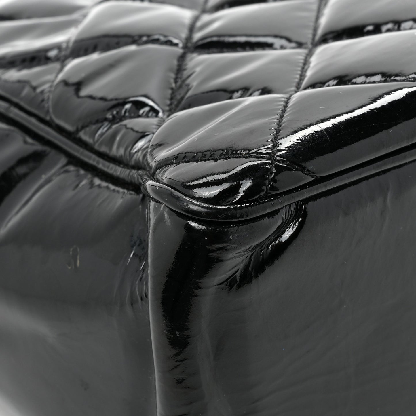 Patent Quilted Tote Black