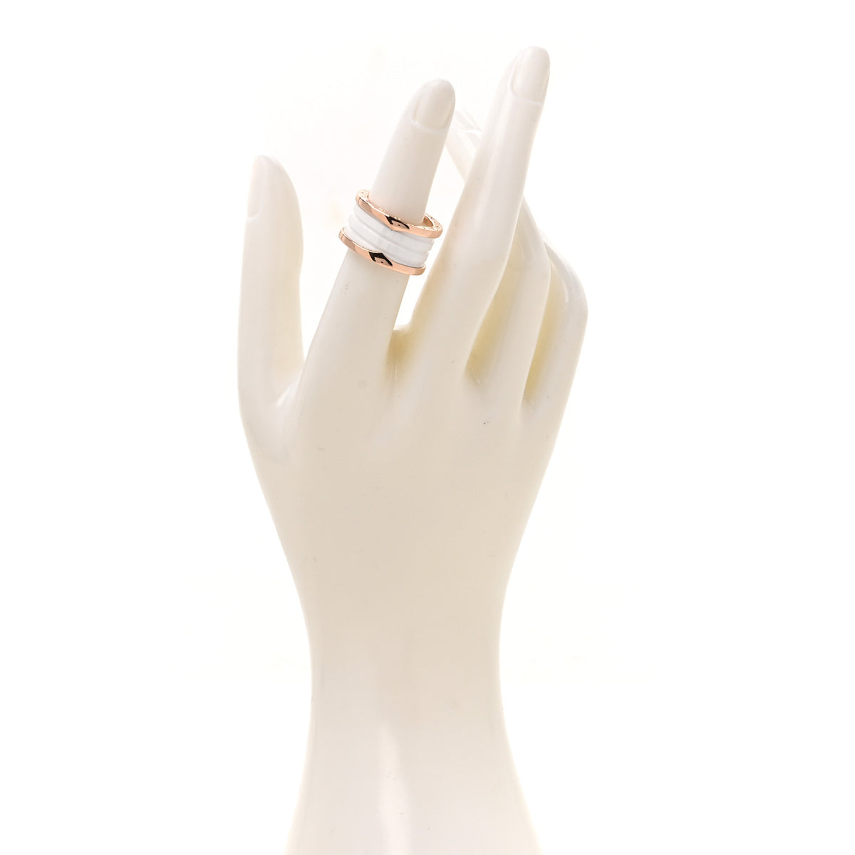 Bulgari 18K Rose Gold White Ceramic B.Zero1 Four-Band Ring 53 6.5 2 of 7