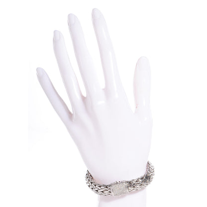 Cartier JOHN HARDY Sterling Silver Pave Diamonds Classic Chain Clasp Bracelet Medium 2 of 5