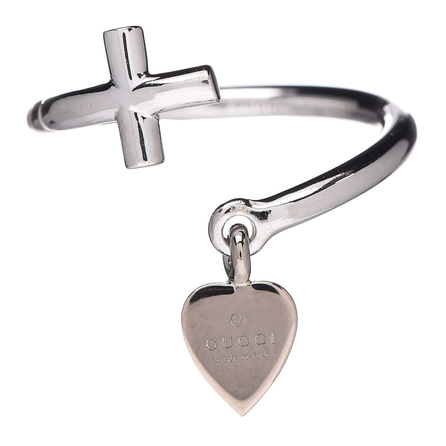 18K White Gold Cross and Heart Ring 52 6