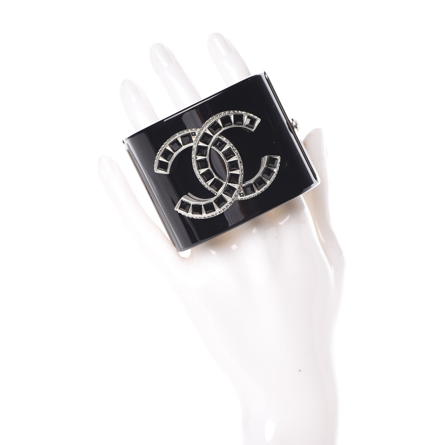 Resin Baguette Crystal CC Cuff Black