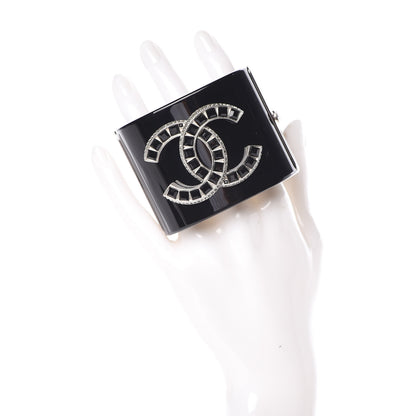 Chanel Resin Baguette Crystal CC Cuff Black 2 of 4