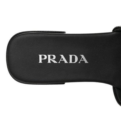 Prada Saffiano Metal Triangle Logo 10mm Slide Sandals 35 Black 7 of 7