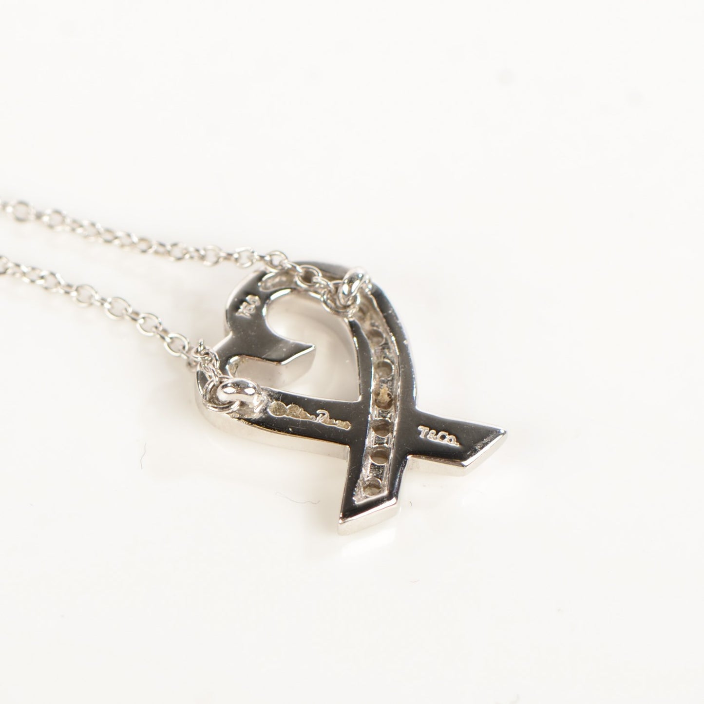 18K White Gold Diamond Paloma Picasso Loving Heart Necklace