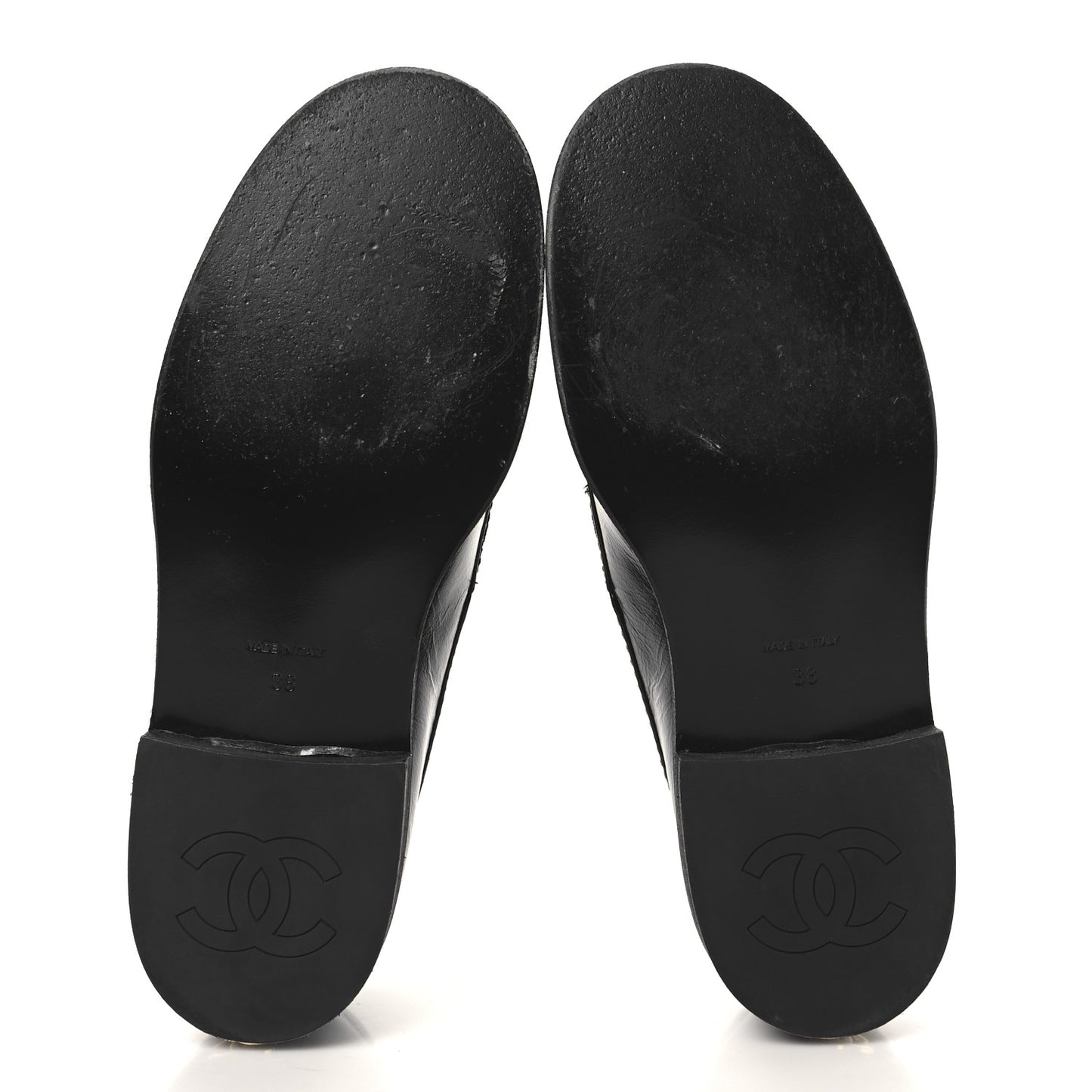 Calfskin Enamel Charms Mocassin Loafers 38 Black