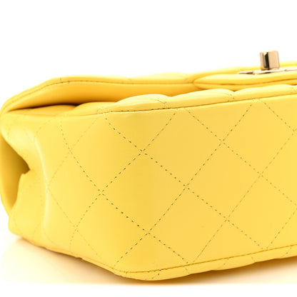 Chanel Lambskin Quilted Mini Rectangular Flap Yellow 9 of 11