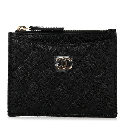 Chanel Caviar Quilted CC Zip Card Holder Black 1 of 8