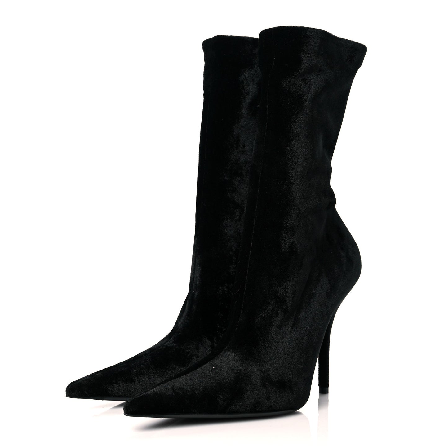 Velvet Spandex Extreme Pointed Toe Knife Ankle Boots 38 Black