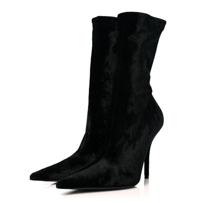Balenciaga Velvet Spandex Extreme Pointed Toe Knife Ankle Boots 38 Black 3 of 8