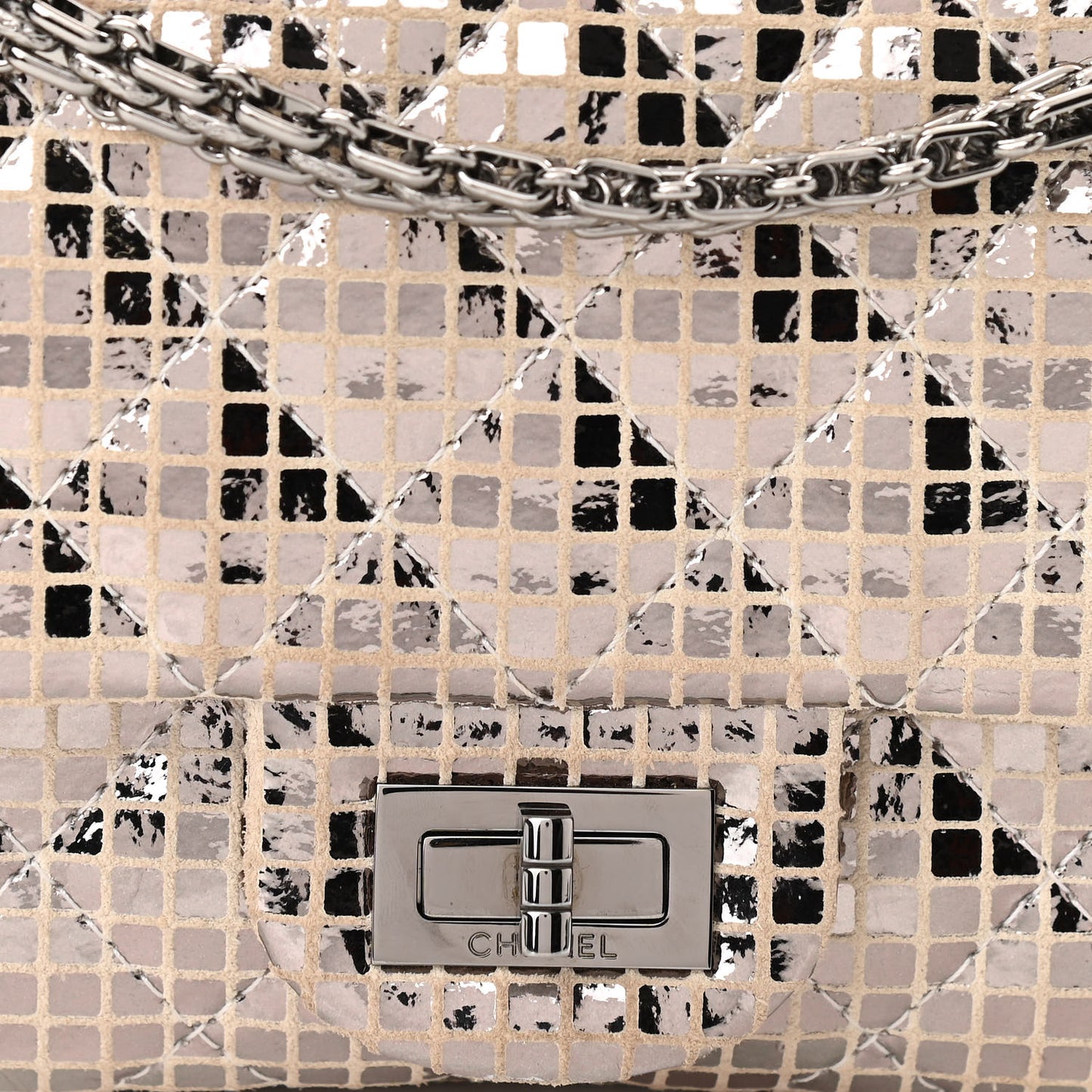Suede Quilted Mirror 2.55 Reissue 225 Flap Silver