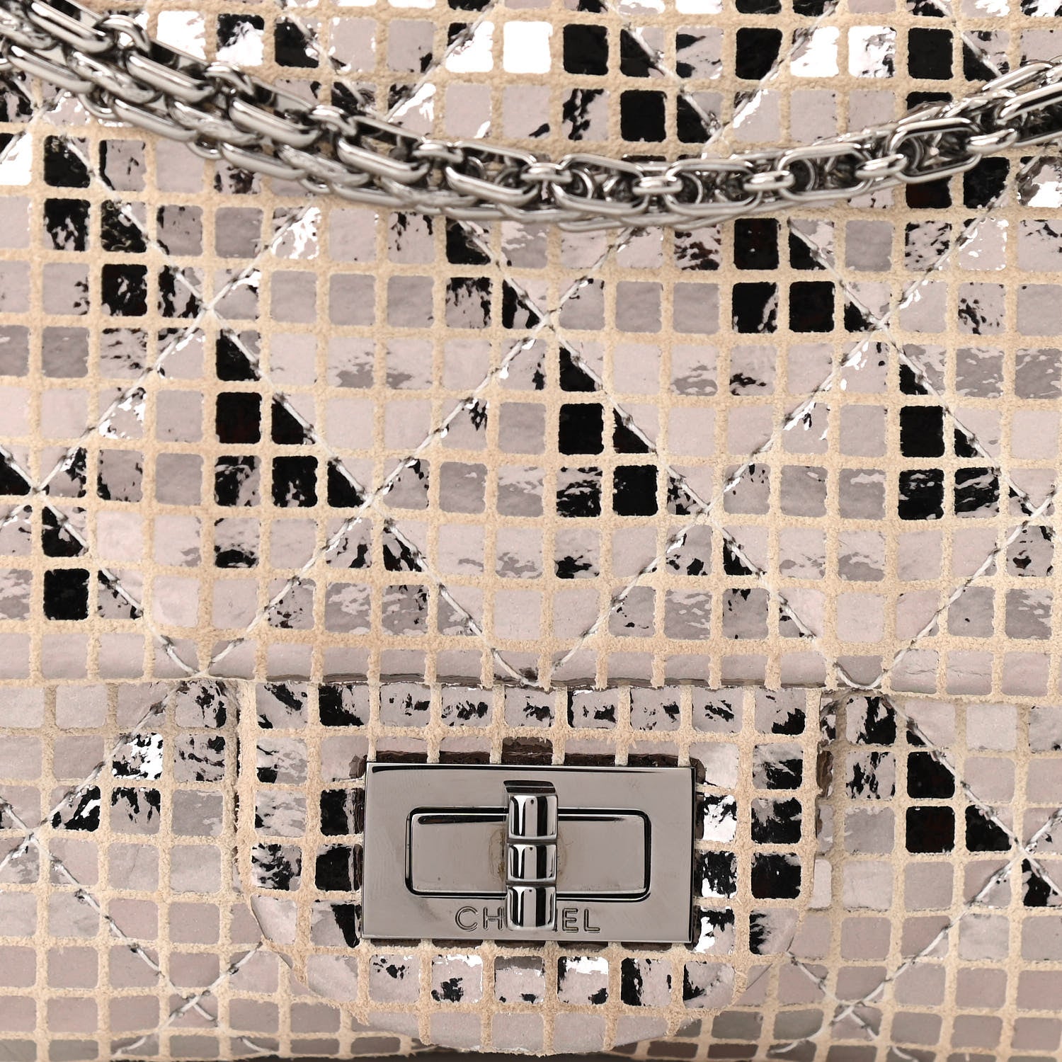 Chanel Suede Quilted Mirror 2.55 Reissue 225 Flap Silver 8 of 10