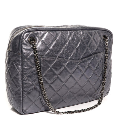 Chanel Metallic Aged Calfskin Quilted Large Reissue Camera Case Silver 3 of 5
