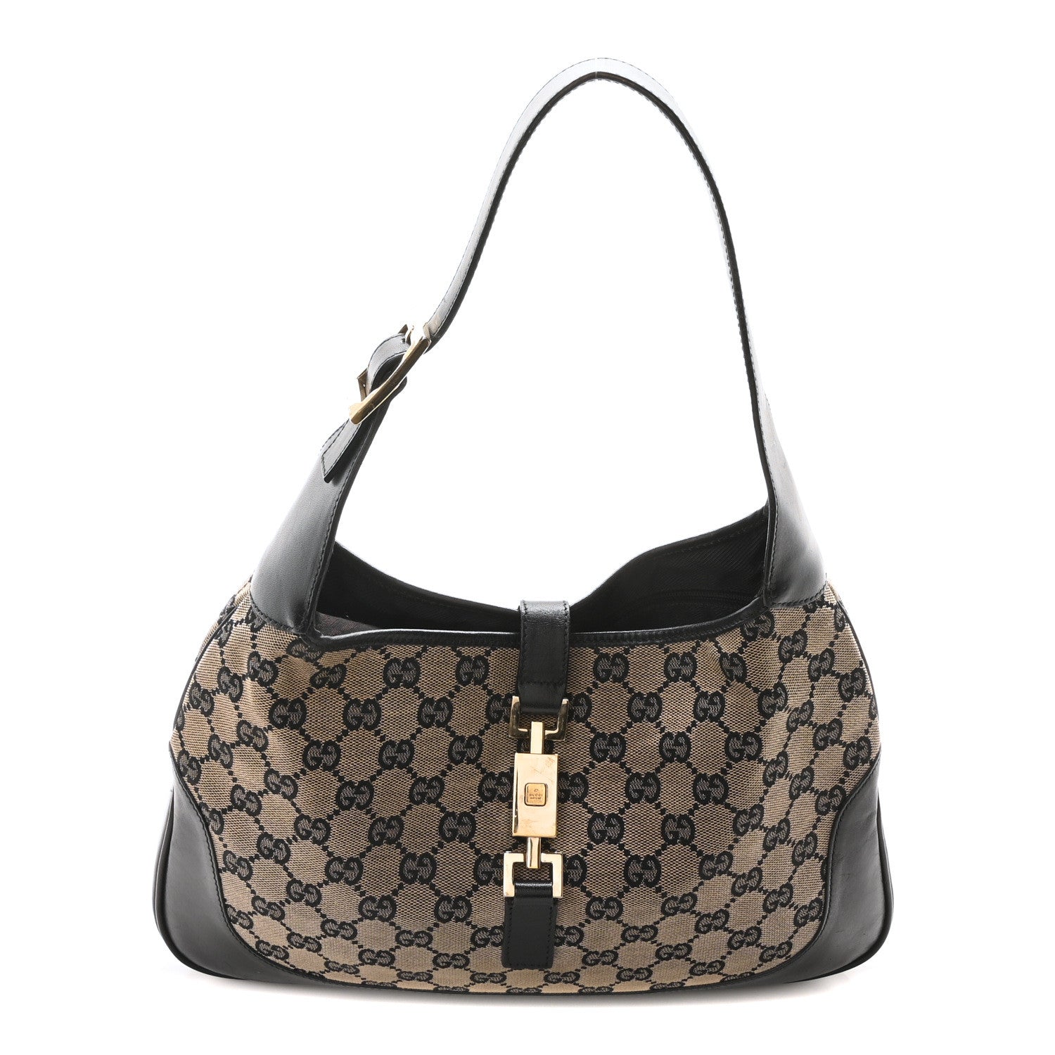 Gucci Monogram Small Jackie O Hobo Beige Black 1 of 10