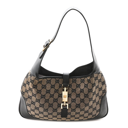 Gucci Monogram Small Jackie O Hobo Beige Black 1 of 10