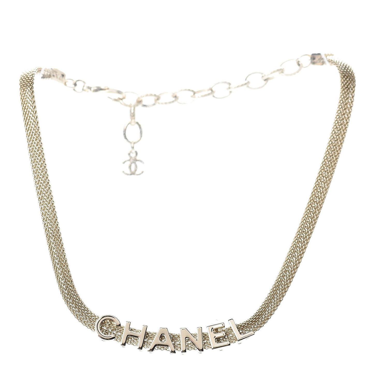 Mesh Logo Choker Necklace Gold