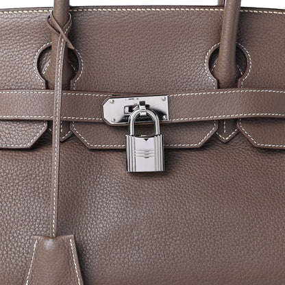 Hermes Taurillon Clemence JPG Shoulder Birkin II 42 Etoupe 10 of 13