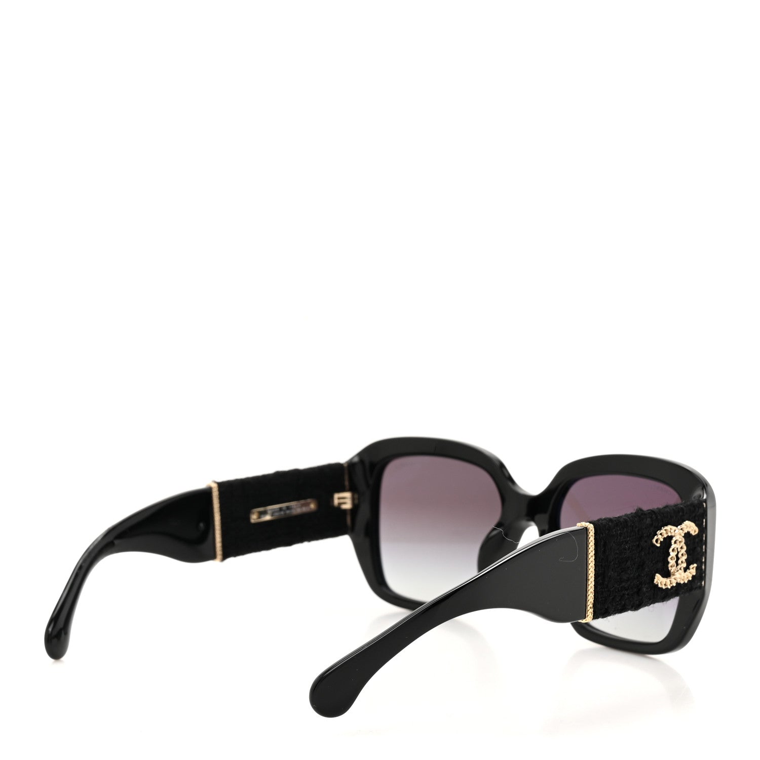 Chanel Acetate Tweed Square Sunglasses 5512 Black 4 of 8