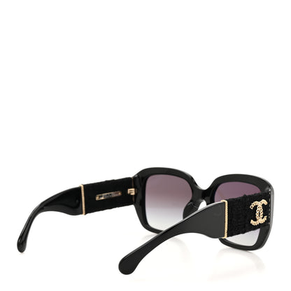 Chanel Acetate Tweed Square Sunglasses 5512 Black 4 of 8