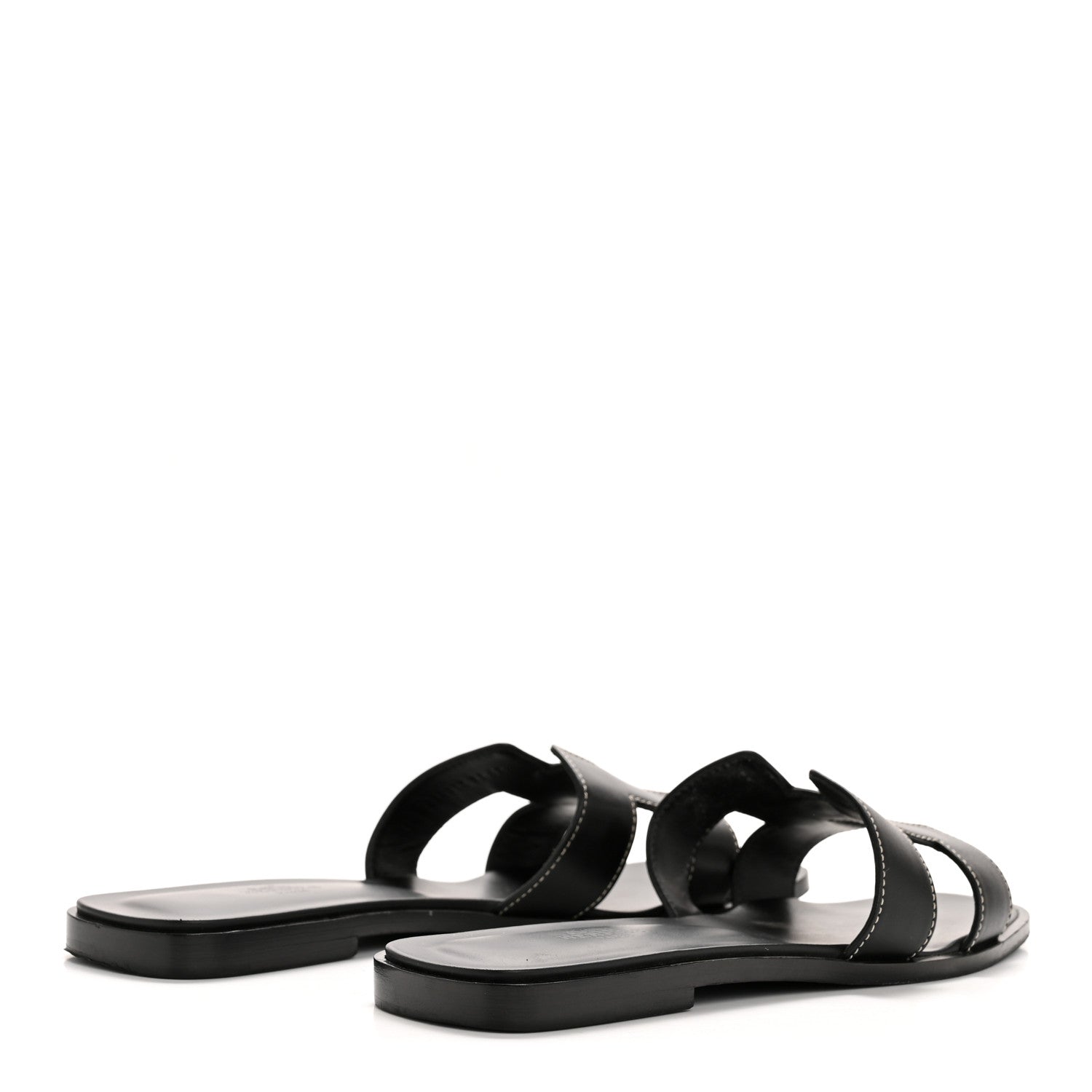 Hermes Box Calfskin Oran Sandals 38.5 Black 5 of 10
