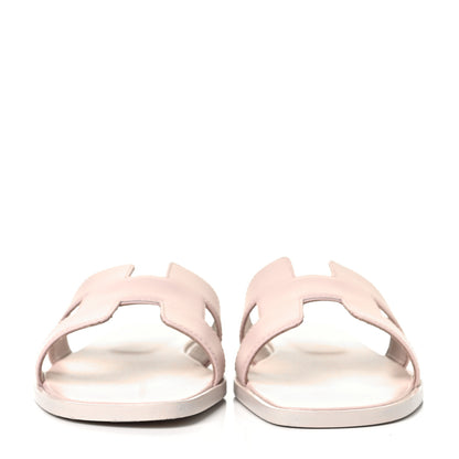 Hermes Box Calfskin Oran Sandals 37.5 Rose Pale 2 of 9