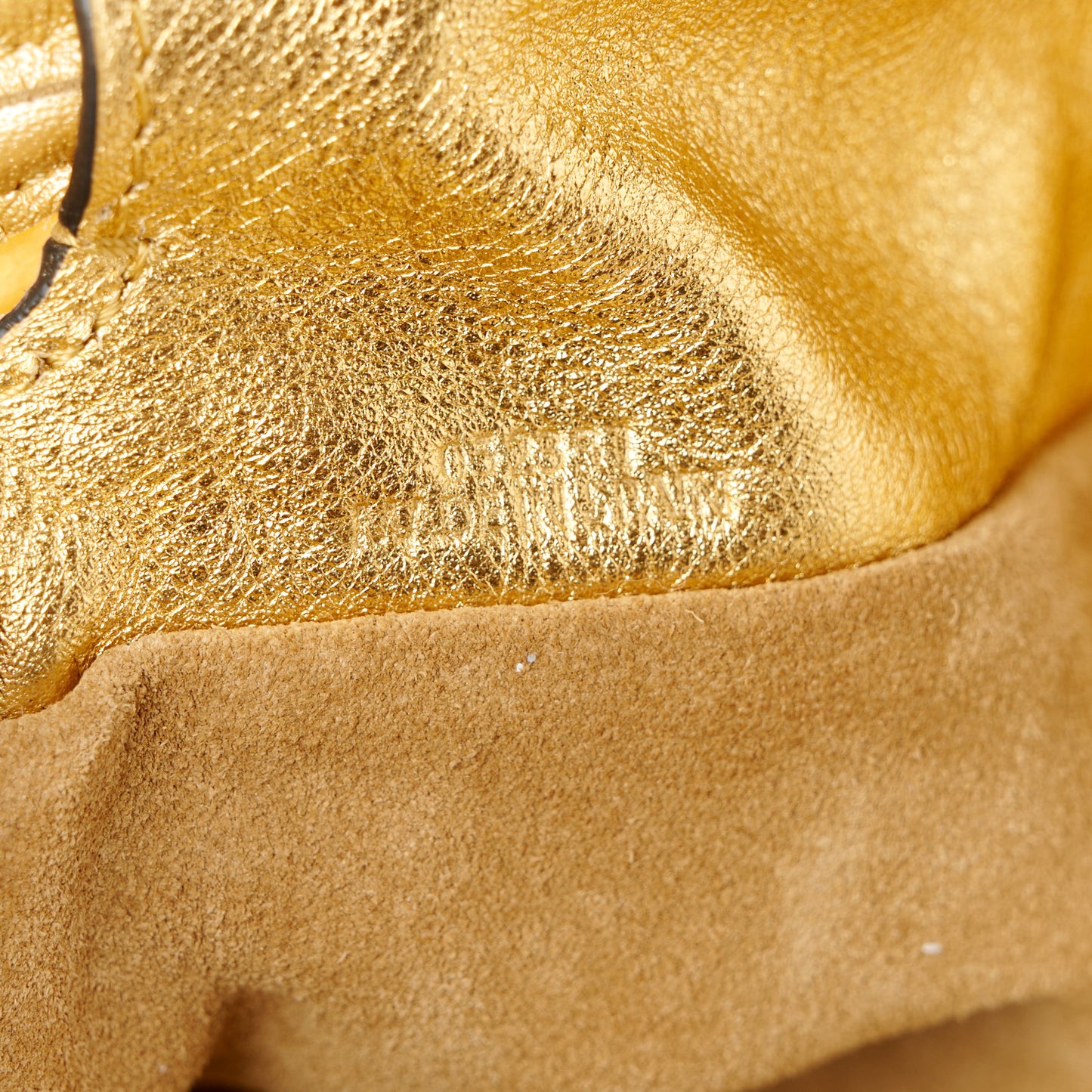 Metallic Calfskin Mini Chain Flamenco Knot Clutch Gold