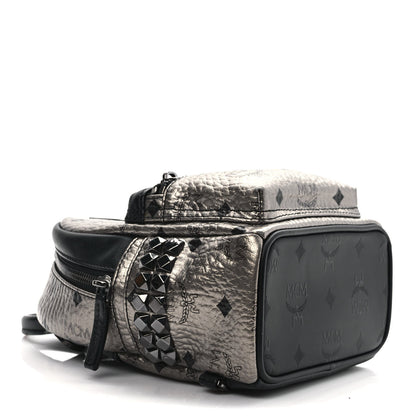 MCM Metallic Visetos Studded X-Mini Bebe Boo Backpack Silver 4 of 9