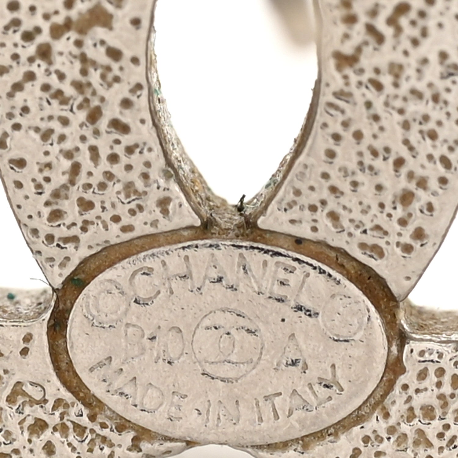 Chanel Glitter Resin CC Earrings Silver White 4 of 4