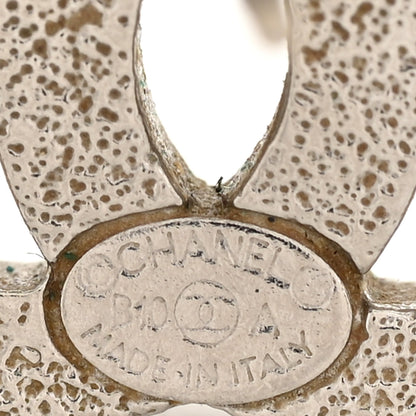 Chanel Glitter Resin CC Earrings Silver White 4 of 4