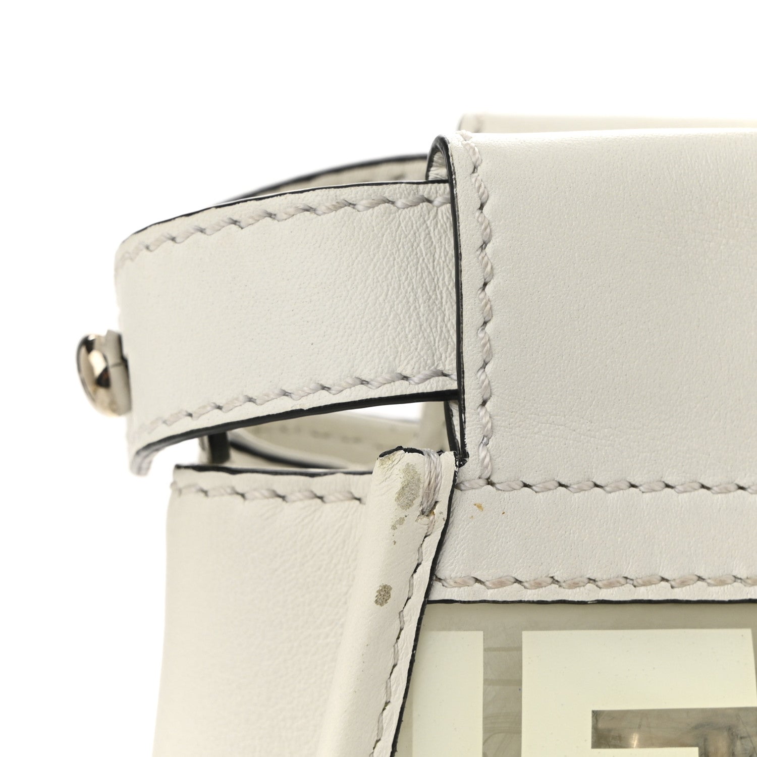 Fendi PVC Glass Vitello Seta Shiny Nappa Plexiglass FF Medium Peekaboo Iconic Satchel White Ice 14 of 15