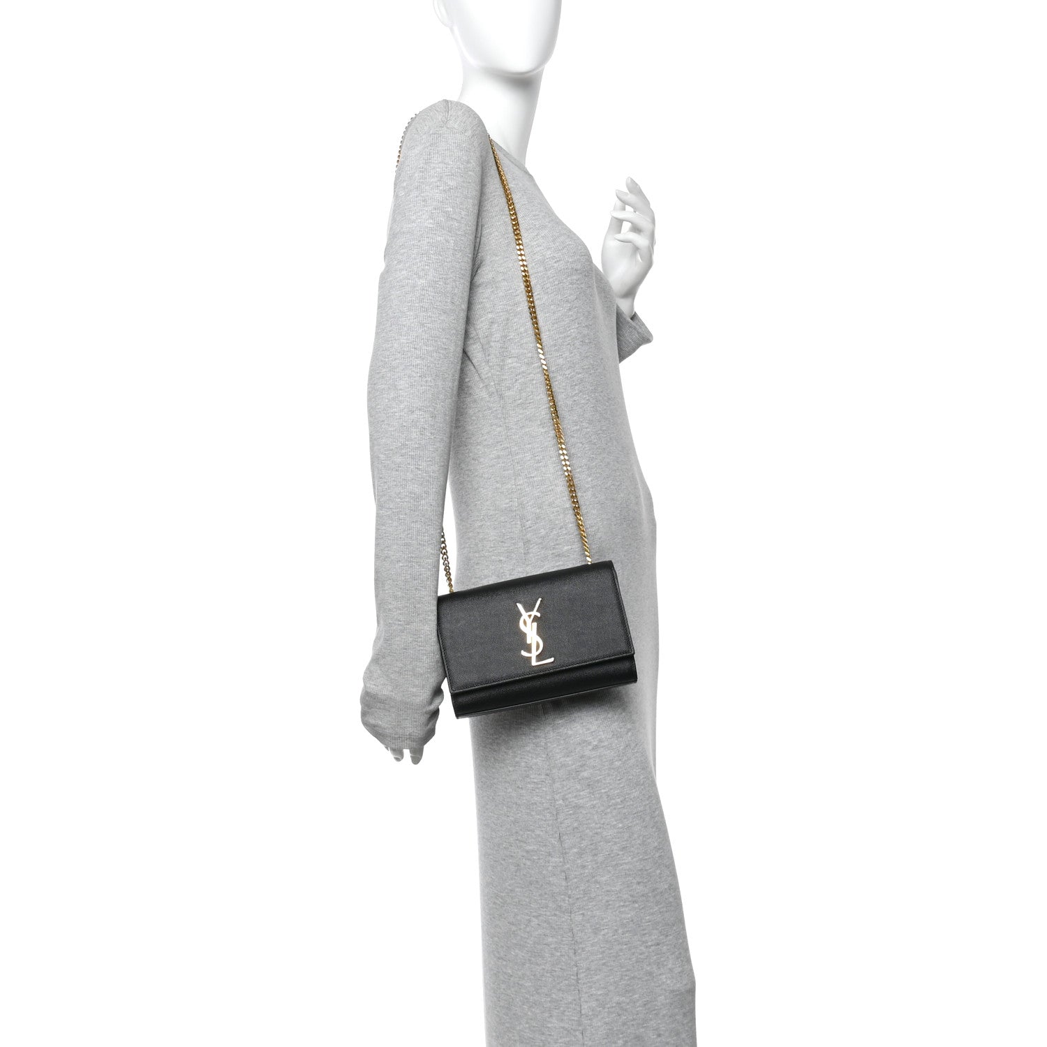 Saint Laurent Grain De Poudre Small Classic Monogram Kate Satchel Black 2 of 12
