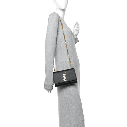 Saint Laurent Grain De Poudre Small Classic Monogram Kate Satchel Black 2 of 12