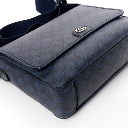 Gucci Tender GG Supreme Monogram Textured Dollar Calfskin Ophidia Messenger Bag Dark Blue 9 of 10